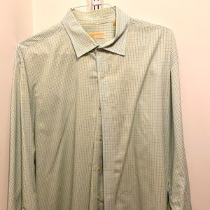 Mens button down green checkered shirt